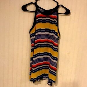 Vince Camuto lightweight multi-color striped halter tie at neck dress size small